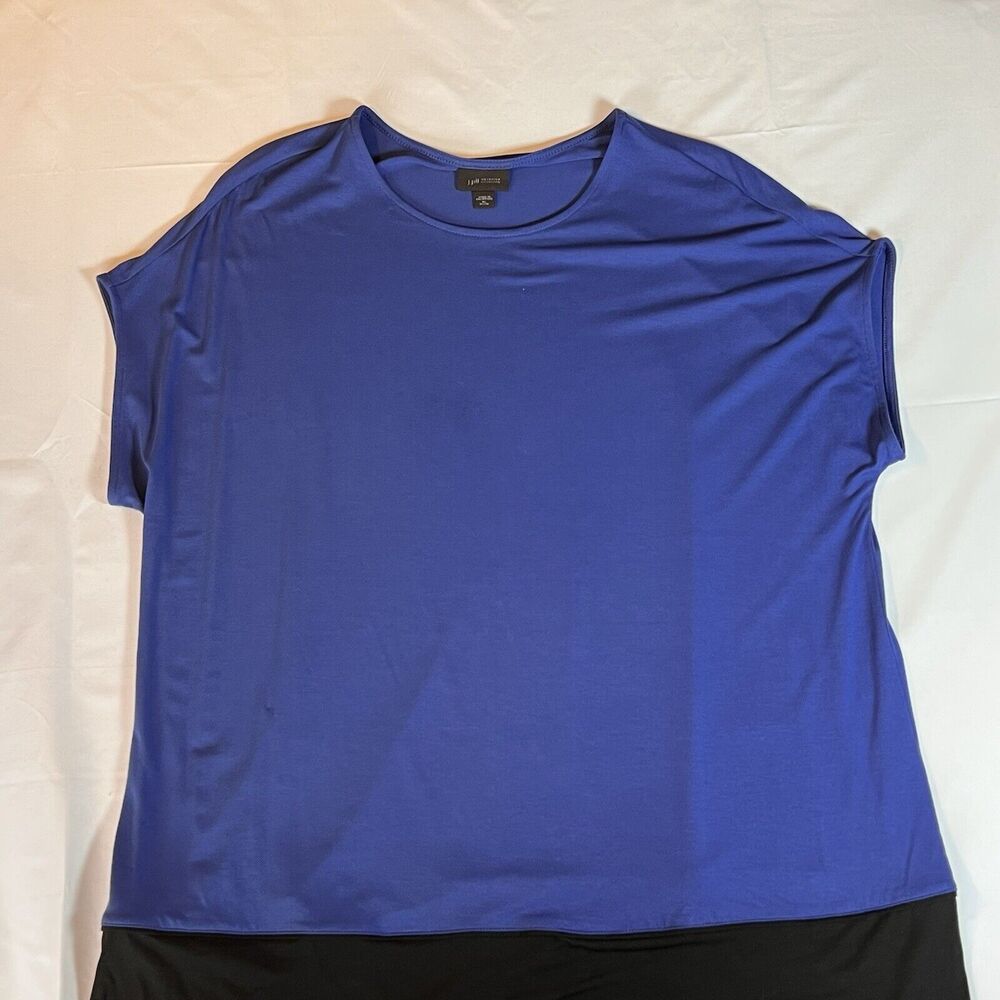 Womens J Jill Wearever Collection Stretchy Short Sleeve Tunic Top Navy Black PXL